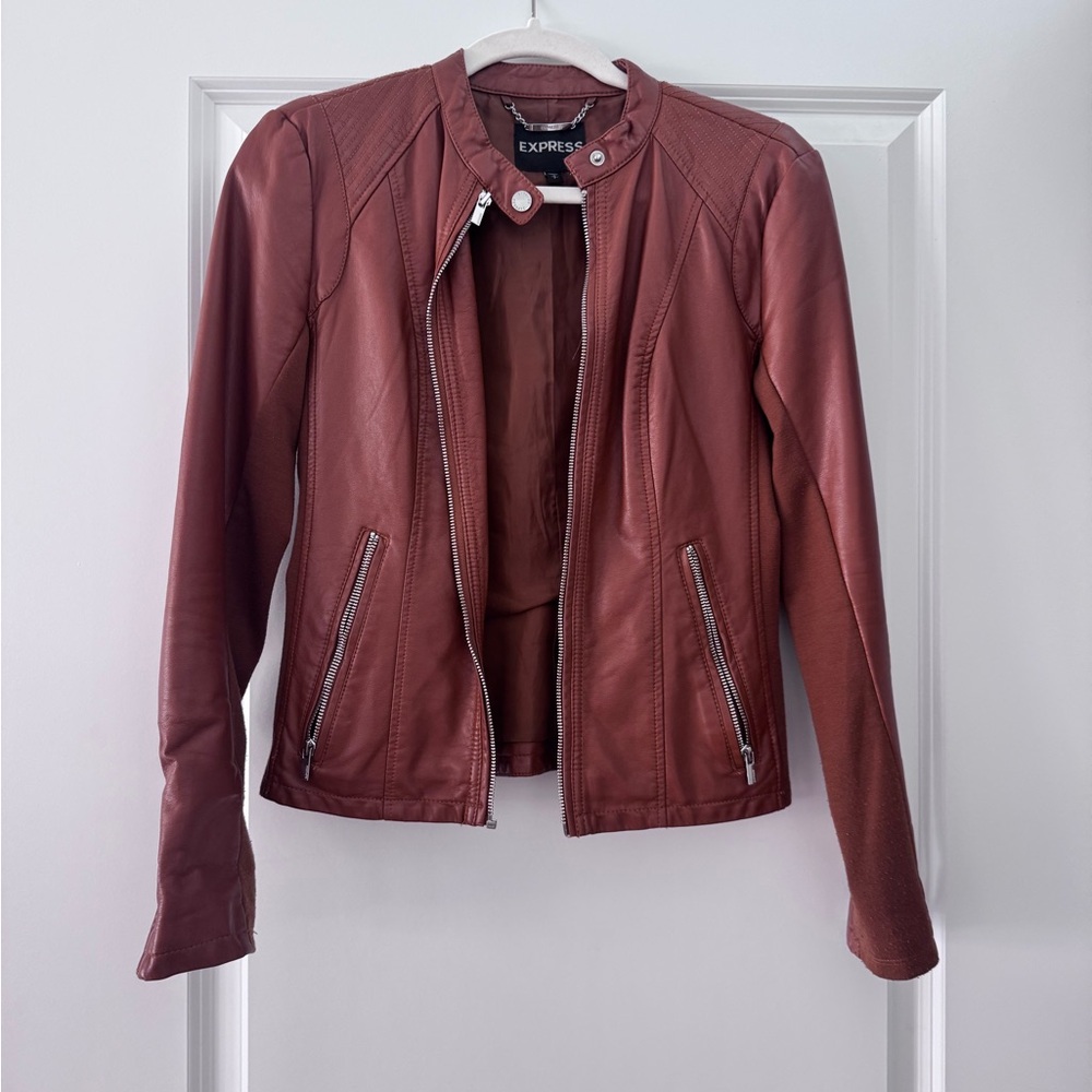 Express Women's Brown leather Jacket Small